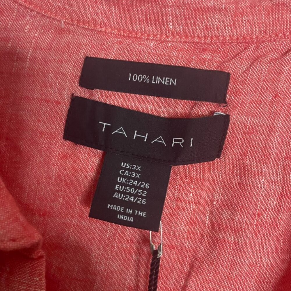 (2) Tahari linen tunic tops blouse 3X blue/peach women's NEW - Picture 11 of 16